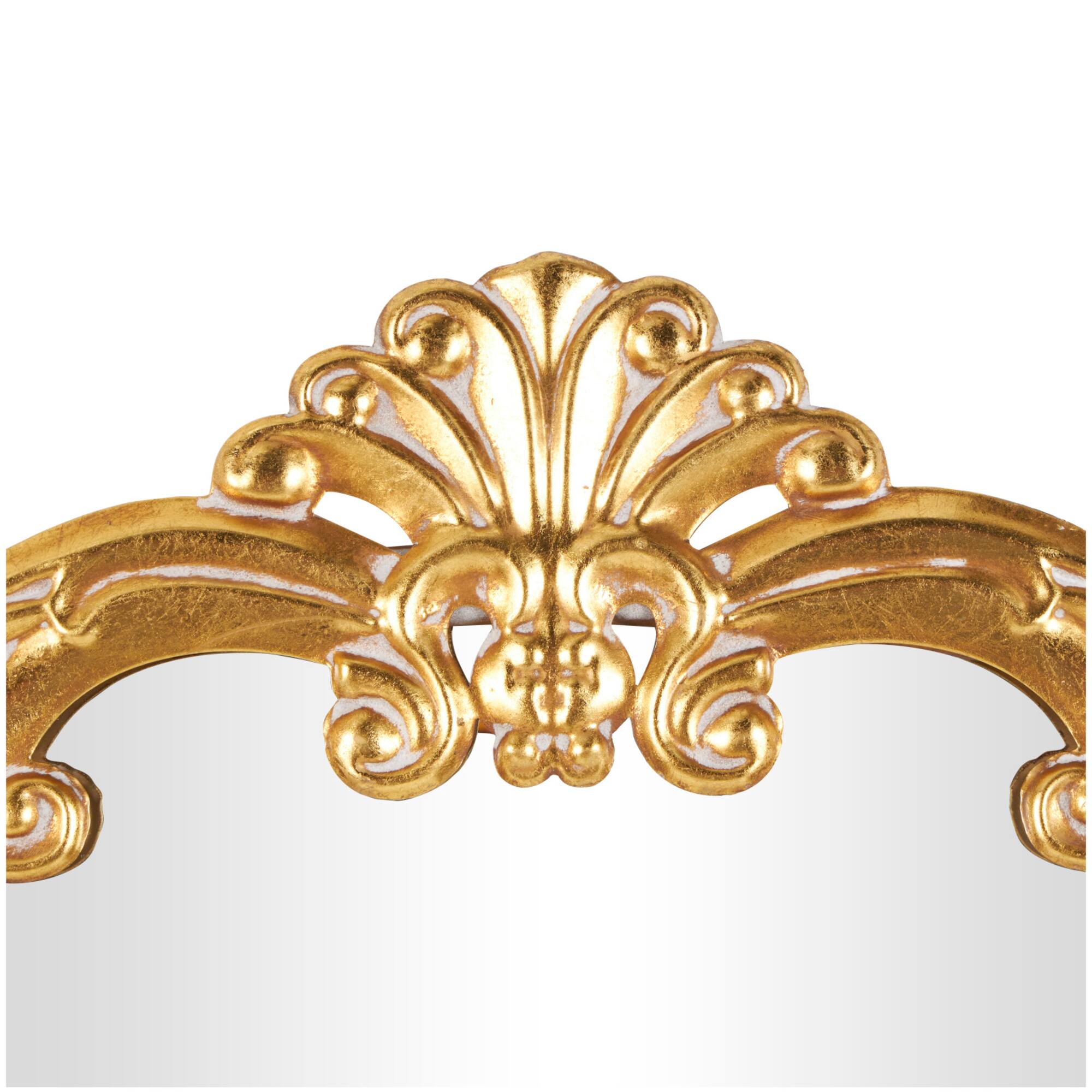44" x 34" Gold Metal Ornate Arched Baroque Wall Mirror
